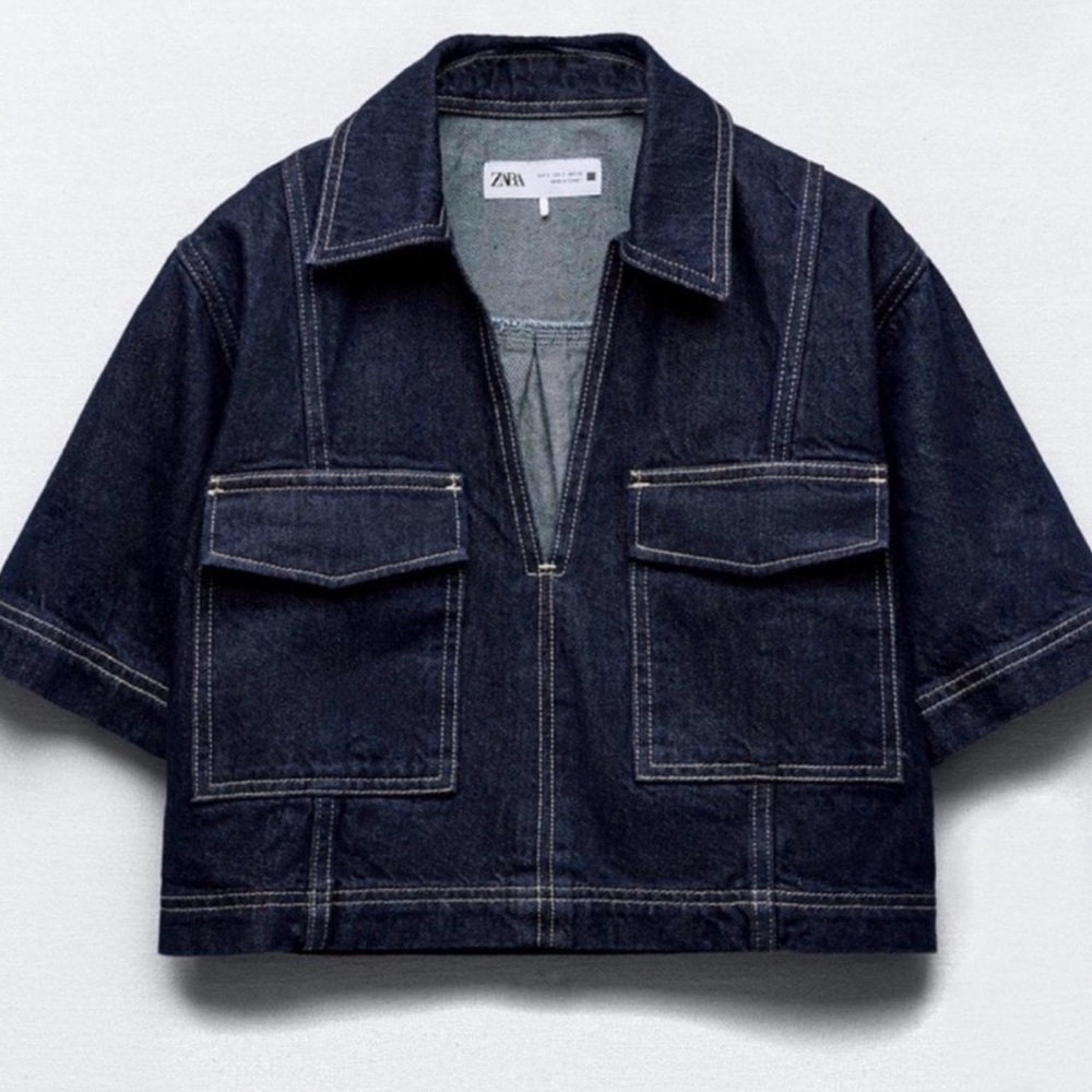 Zara Cropped Denim Top